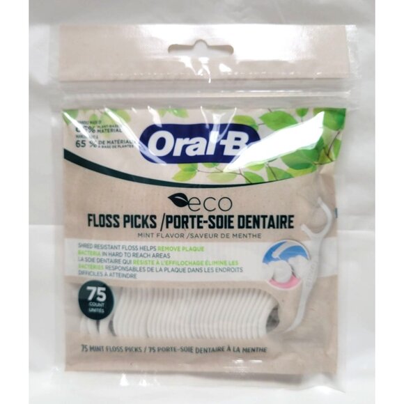 Lot of 4 Oral-B Eco Floss Picks Mint Flavor 75 Count Each Total of 300 Picks - Picture 2 of 3
